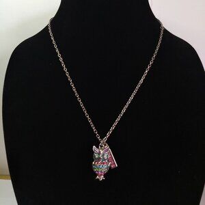 Multicolor Stone Owl Friends Pendant Charm Necklace  Colorful Friendship Gift